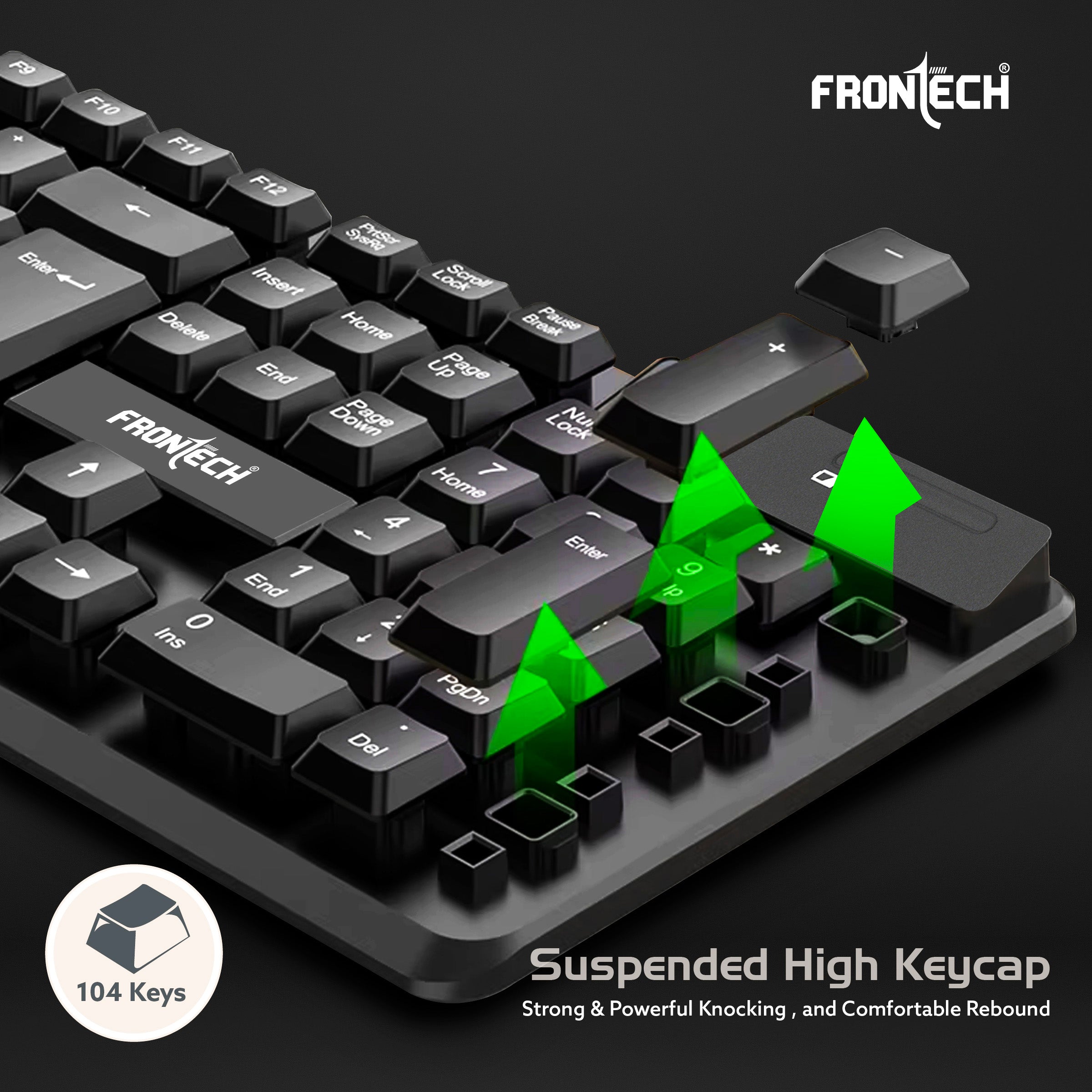 Frontech Wireless Keyboard & Mouse Combo | 2.4GHz Connectivity | 1600 DPI Mouse | 104 Keys | Power Saving | Adjustable Height | USB Nano Receiver (KB-0027P) Frontech Wireless Keyboard & Mouse Combo | 2.4GHz Connectivity | 1600 DPI Mouse | 104 Keys | Power Saving | Adjustable Height | USB Nano Receiver (KB-0027P)